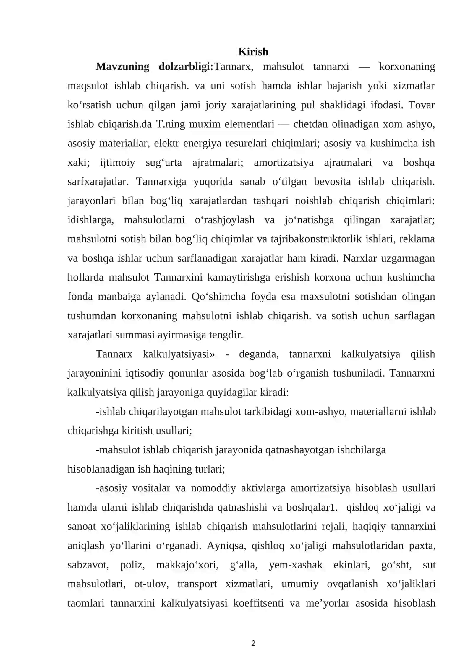 Mahsulot tannarxini kalkulyatsiya qilisning jarayonli usuli 2