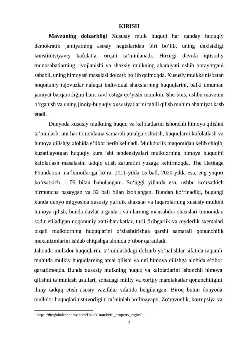 XUSUSIY MULK HUQUQINI BUZISHNING JINOIY-HUQUQIY XUSUSIYATLARI 2