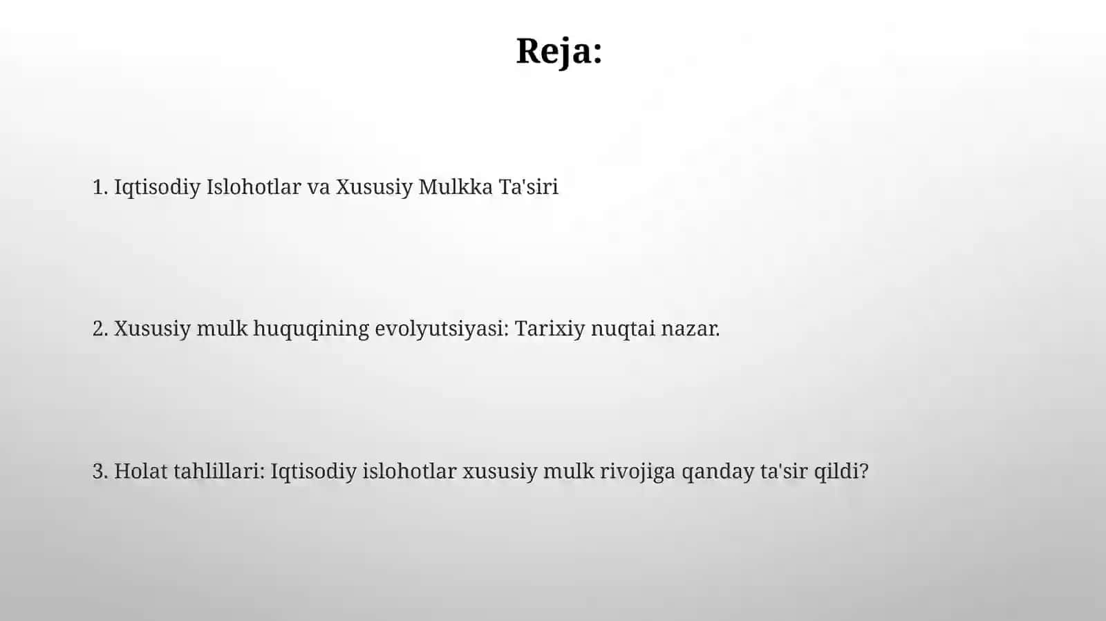 Iqtisodiy Islohotlar va Xususiy Mulkka Ta'siri 2
