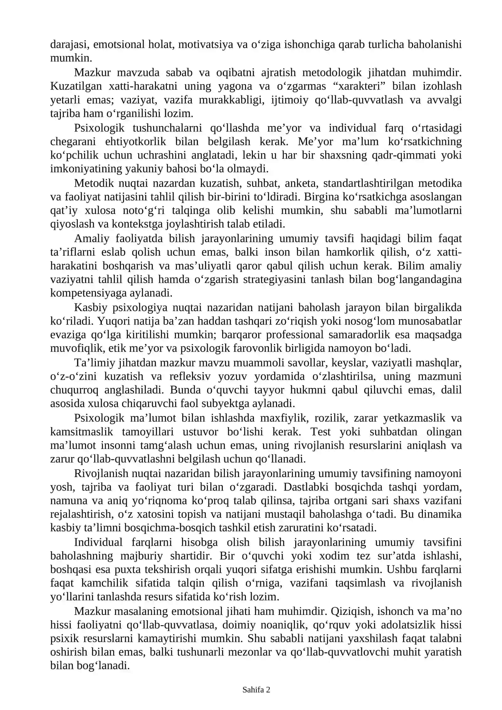 Shaxsning bilish jarayonlari va kasbiy rivojlanishi 2