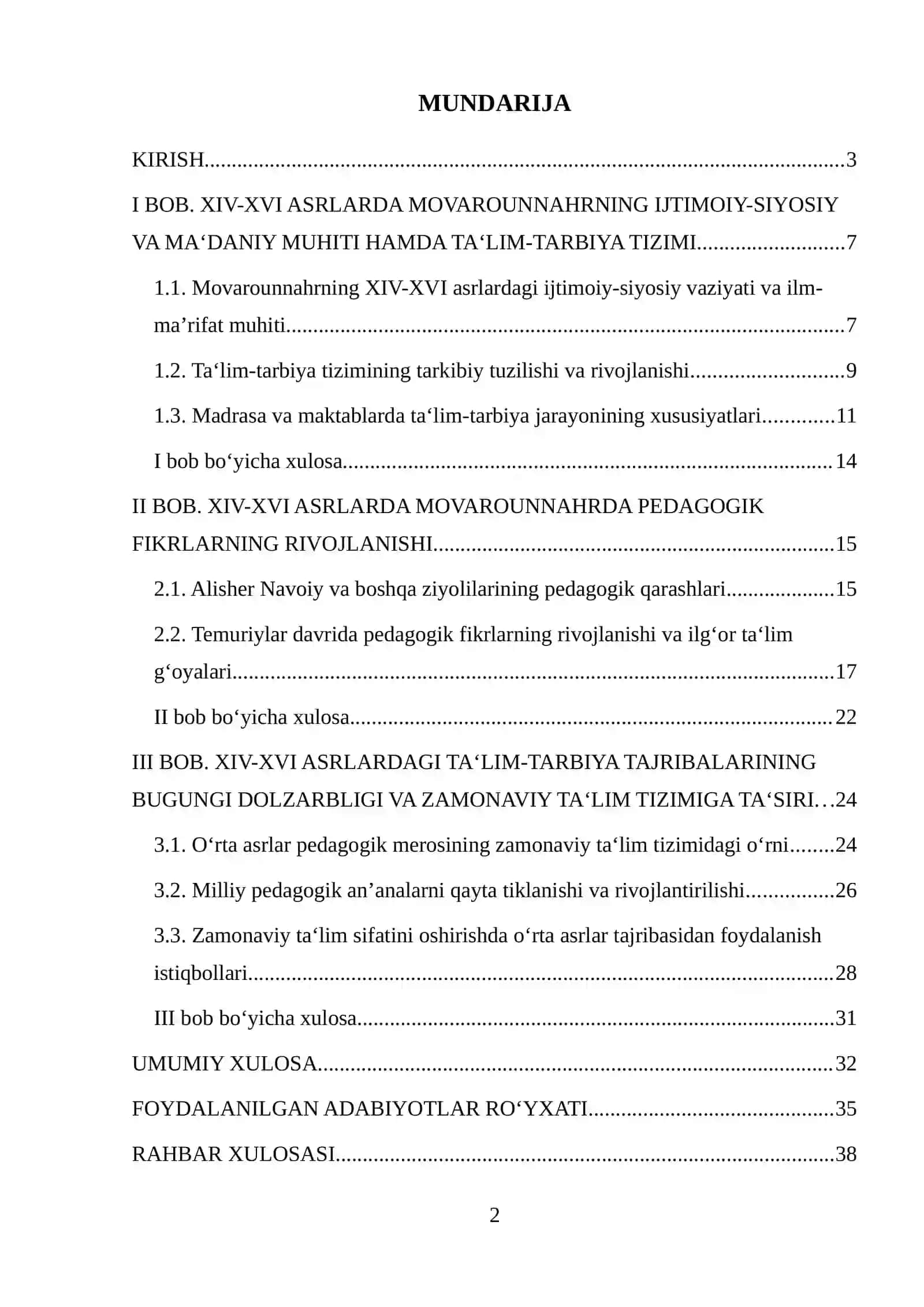 XIV-XVI asrlarda Movarounnahrdagi ta‘lim-tarbiya va pedagogik fikrlar 2