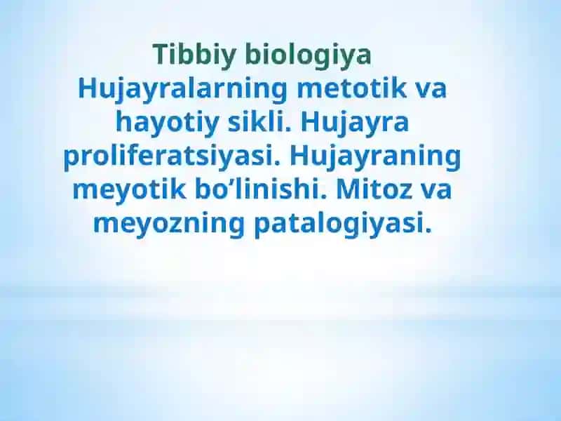 Tibbiy Biologiya fanidan mustaqil ishi 2