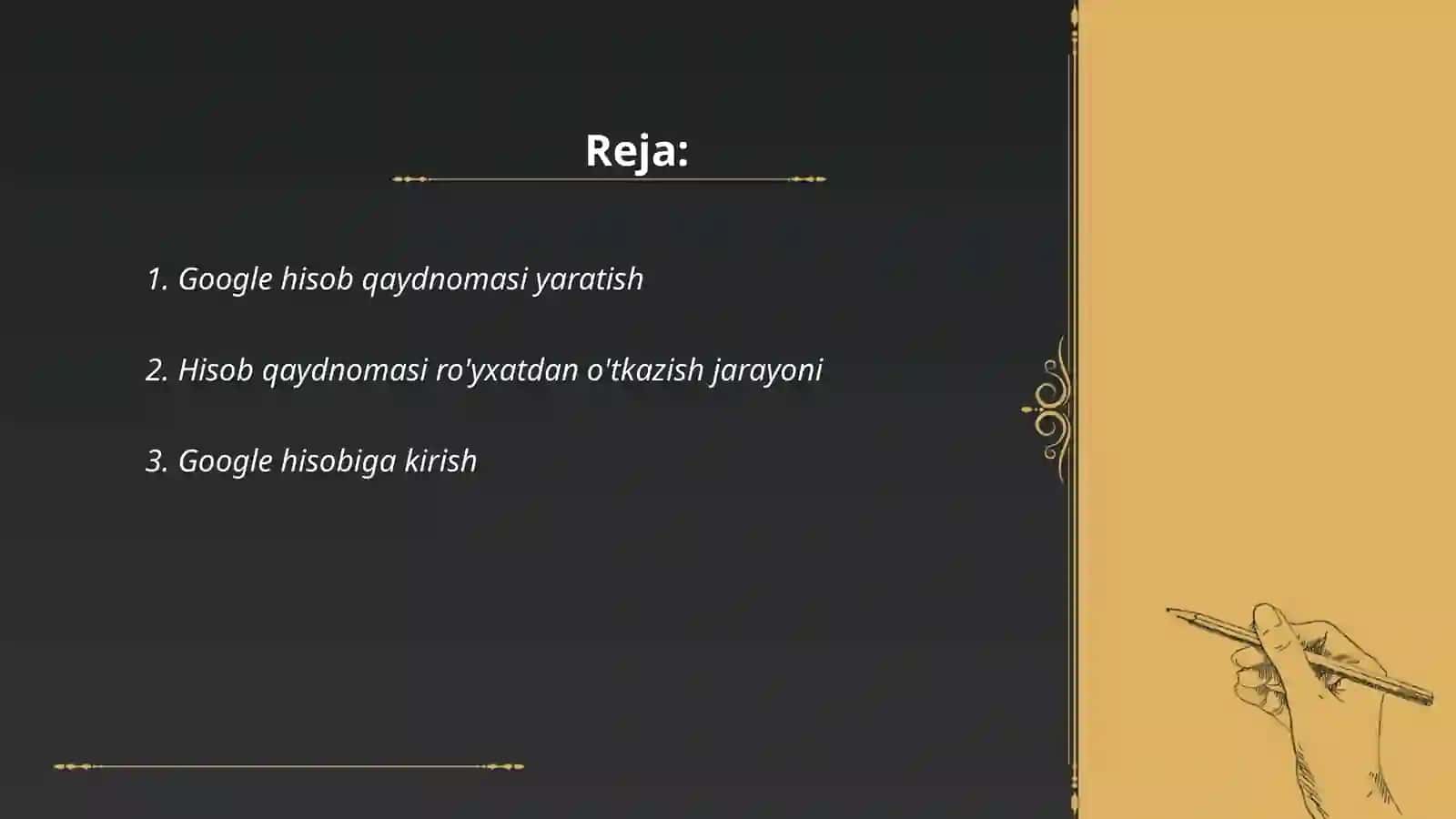 Google hisob qaydnomasi yaratish 2