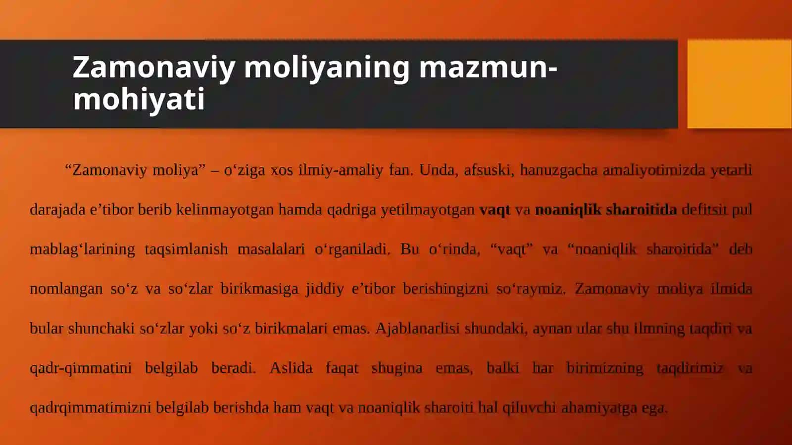 Moliyaning zamonaviy konsepsiyalari va ularning hozigizamon hususiyatlari 2