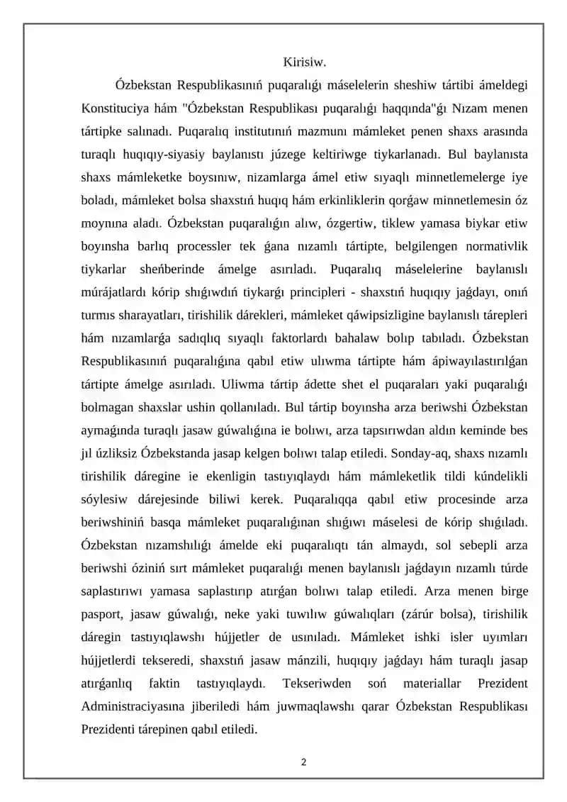 Puqaralıq máselelerin sheshiw tártibi 2