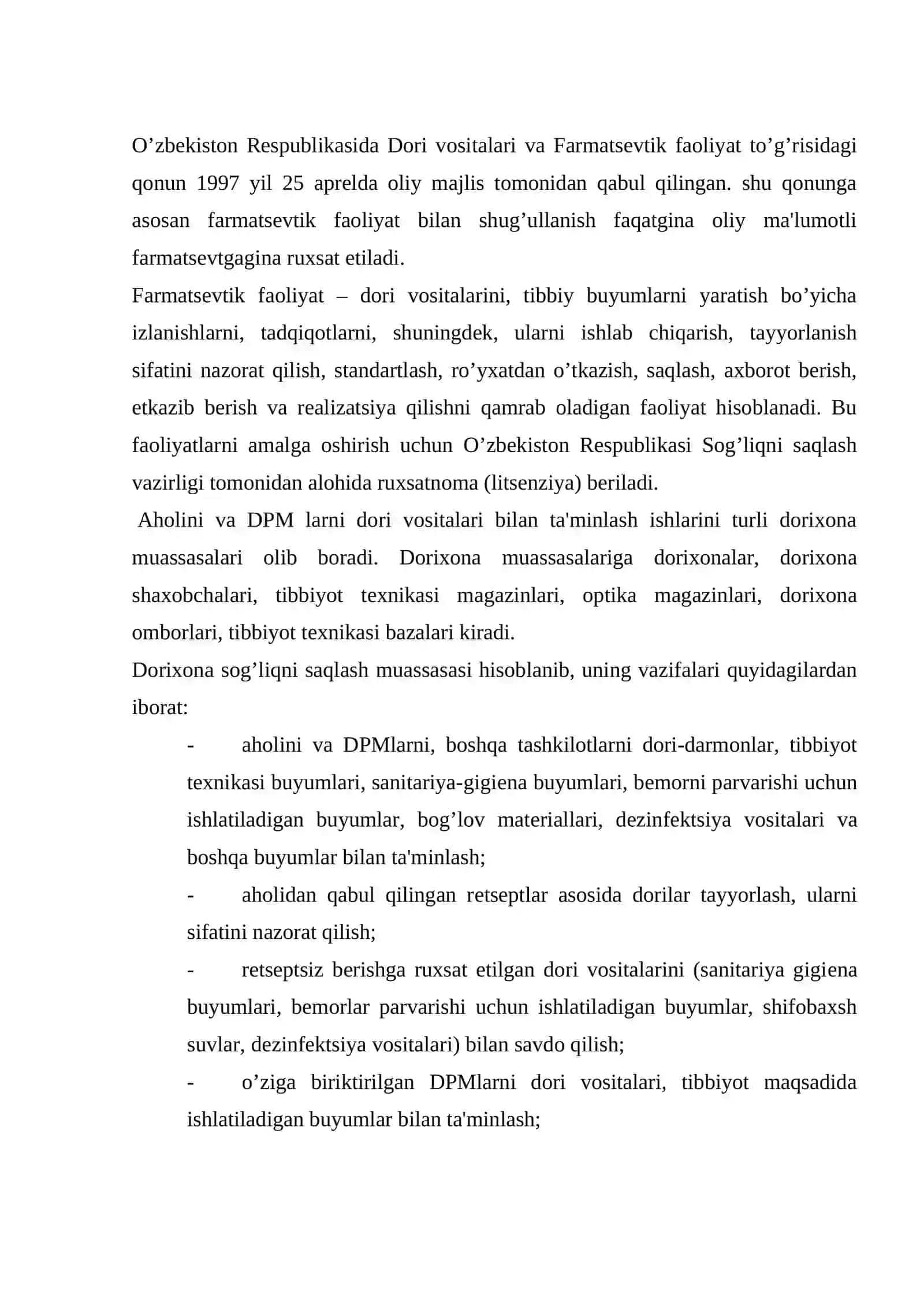 Dorixonalar ishini tashkil qilish 2