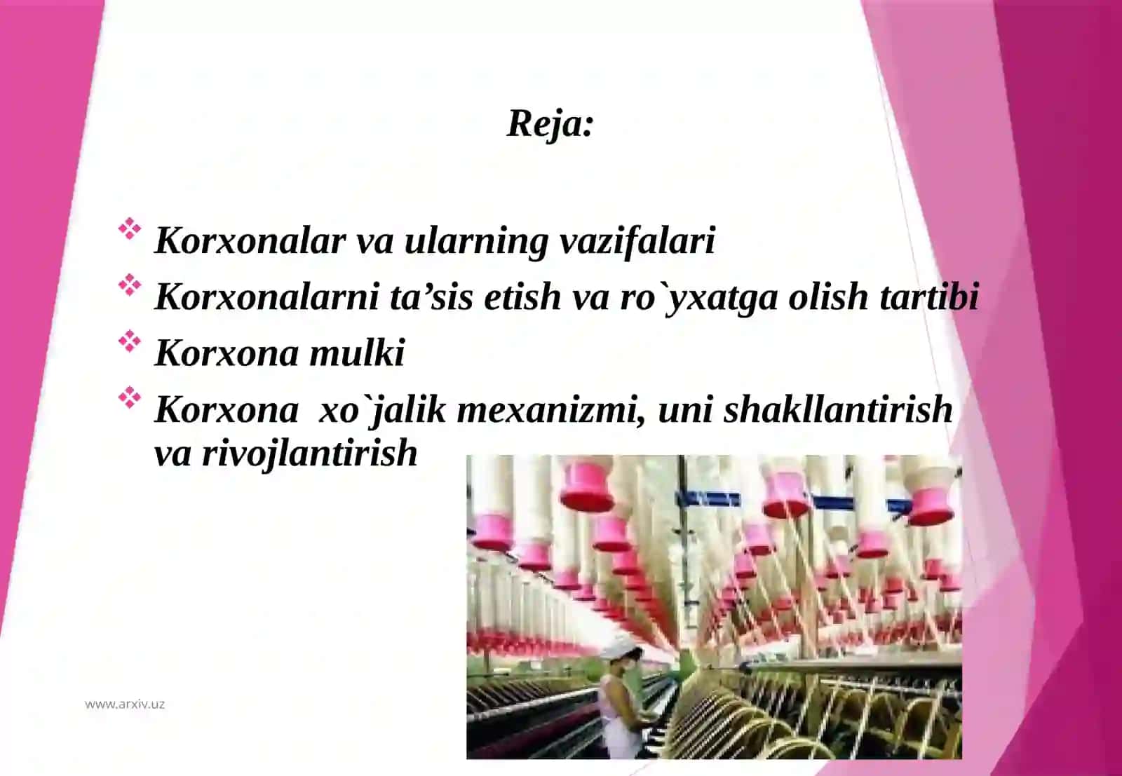 Korxona va ularning vazifalari 2