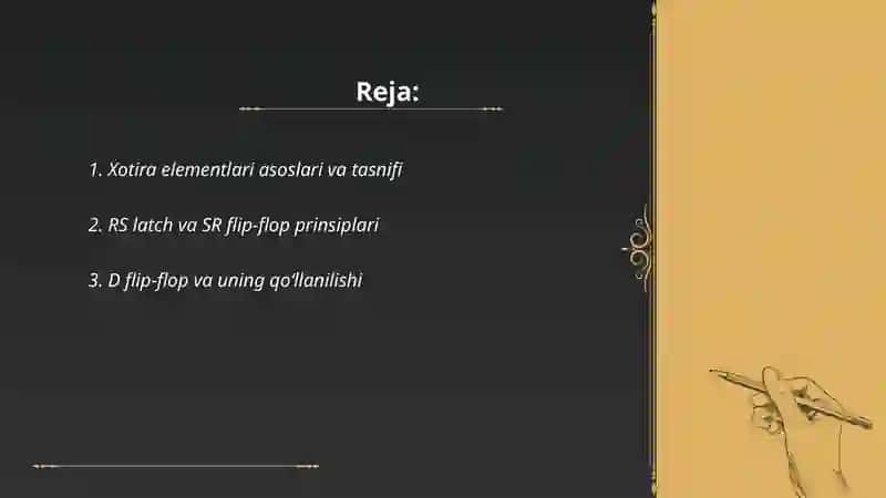 Xotira elementlari asoslari va tasnifi 2