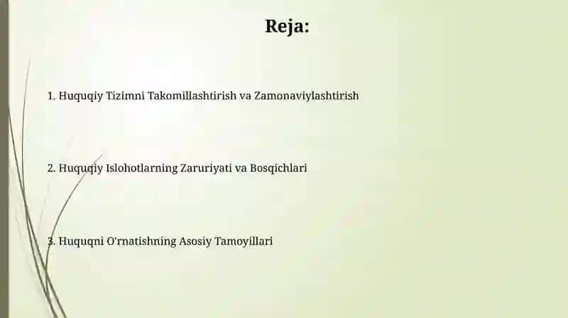 Huquqiy Tizimni Isloh Qilish 2