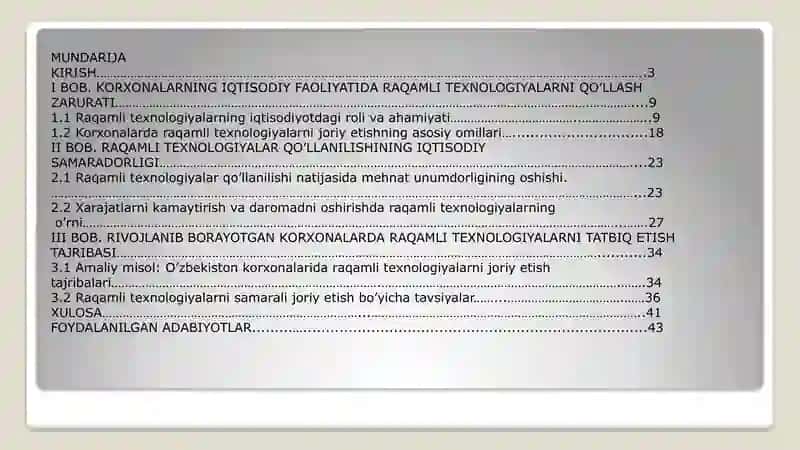 Korxonalarda raqamli texnologiyalarni qoʻllashning iqtisodiy samaradorligi 2