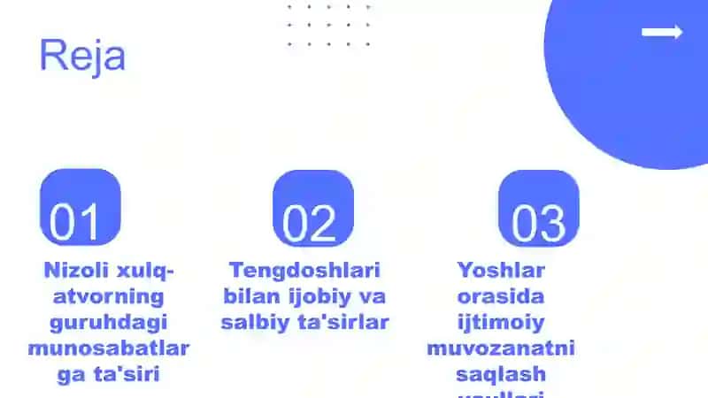 Nizoli xulq-atvorning guruhdagi tengdoshlari bilan munosabatiga taʼsiri 2