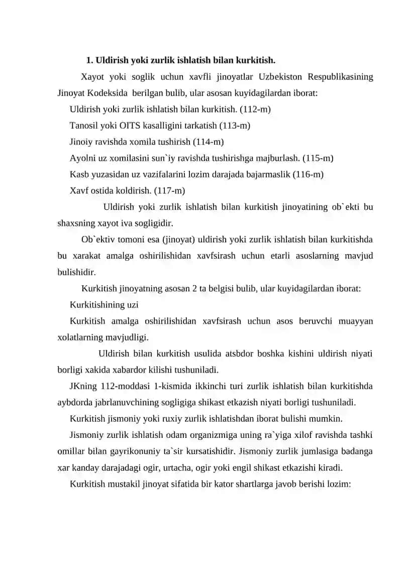 HAYOT VA SOG‘LIK UCHUN XAVFLI JINOYATLARNING JINOIY HUQUQIY TAVSIFI 2