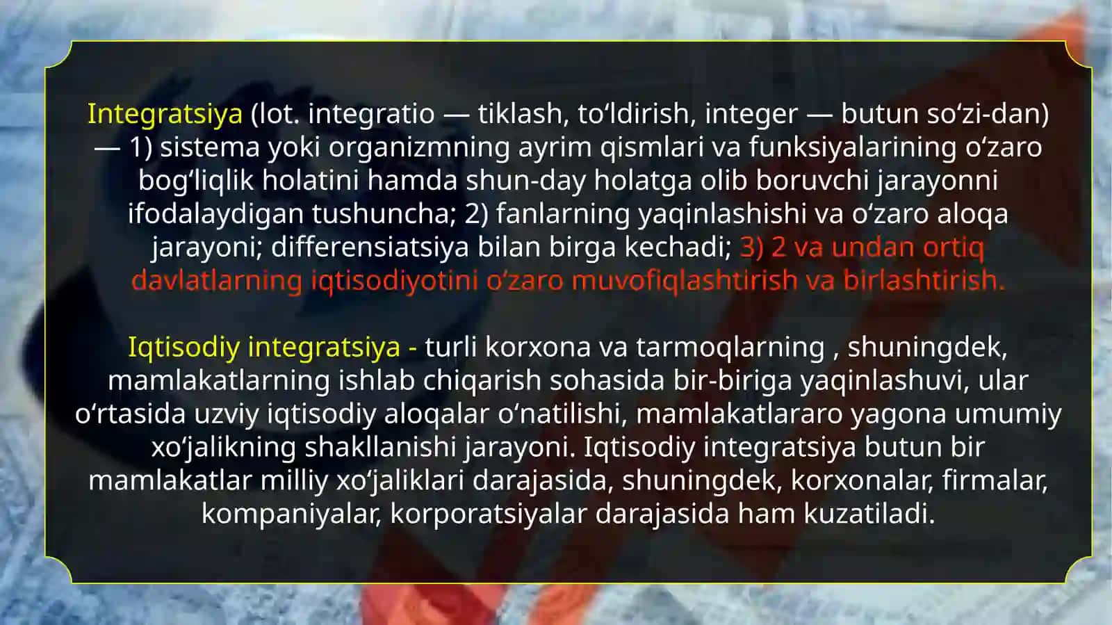 XALQARO IQTISODIY INTEGRATSIYAGA TA’SIR QILUVCHI OMILLAR 2