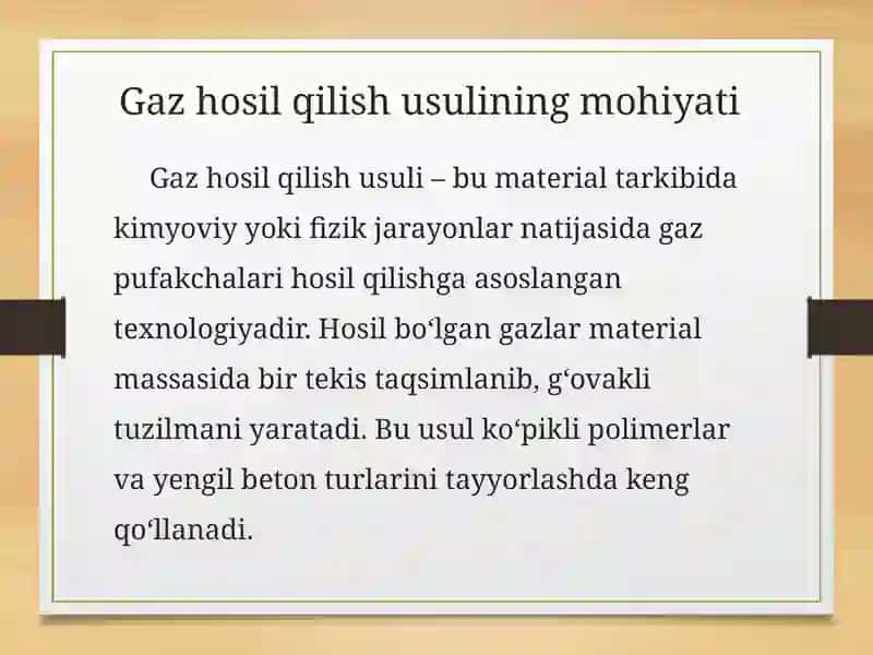 Yuqori g‘ovakli issiqlik izolatsiya materiallarining gaz hosil qilish usuli 2