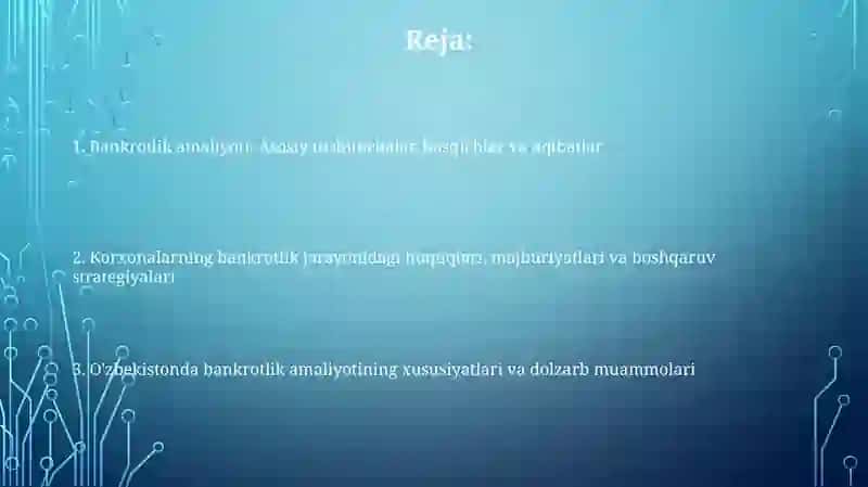 Korxonalar faoliyatida bankrotlik amaliyoti va uning tashkiliy xususiyatlari 2