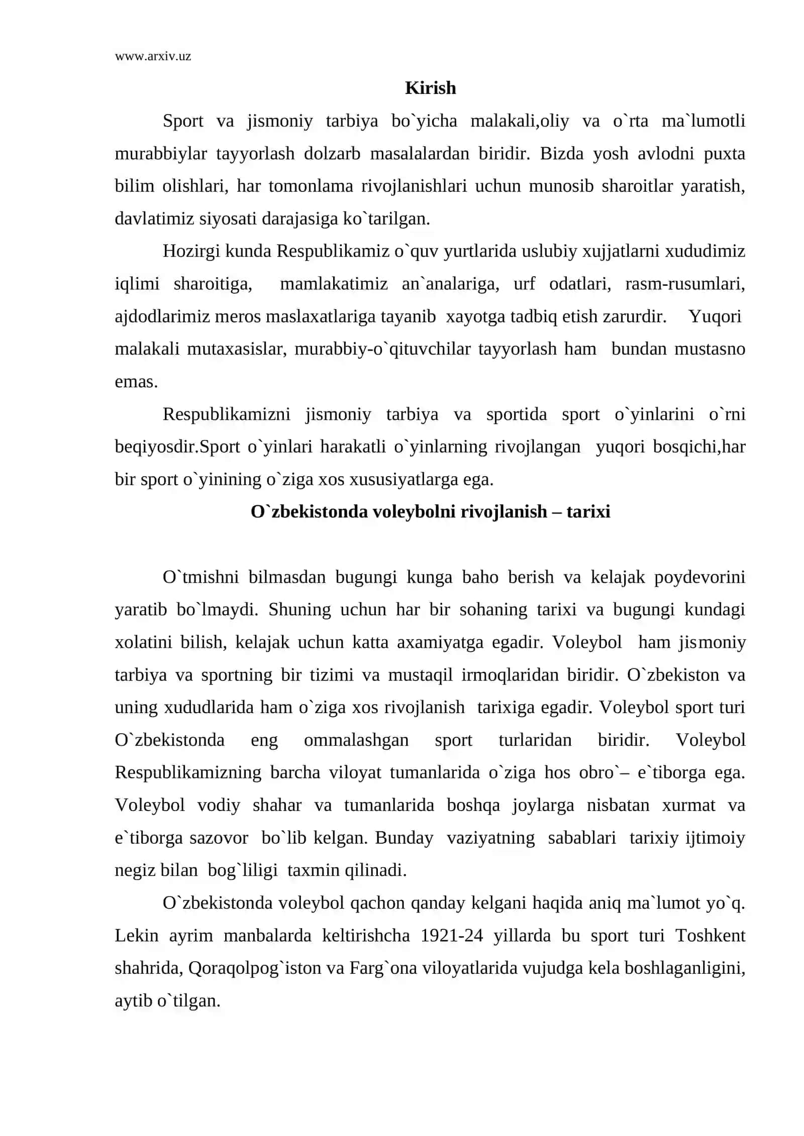 O`zbekistоnda vоleybоlni rivоjlanish – tarixi 2