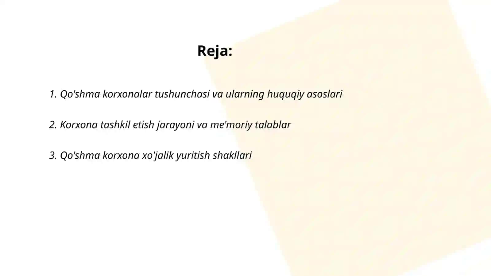 Qo'shma korxonalar tashkil etishning me'moriy huquqiy asoslari 2