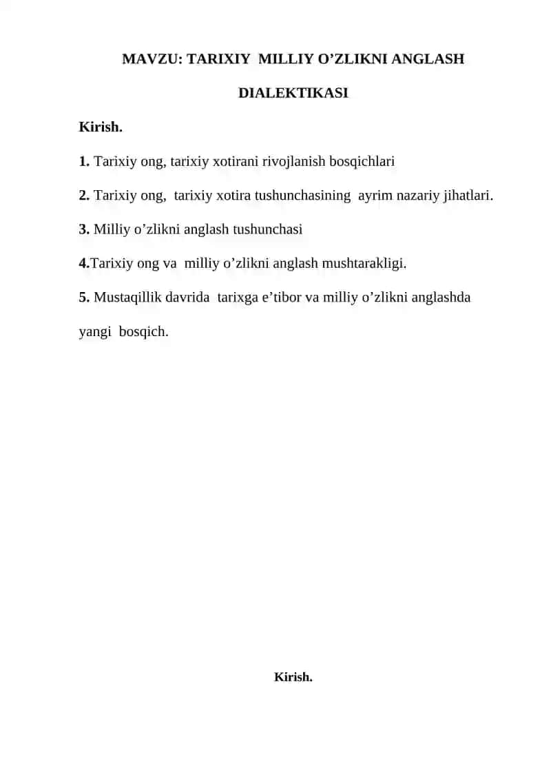 TARIXIY ONG VA MILLIY O’ZLIKNI ANGLASH DIALEKTIKASI 2