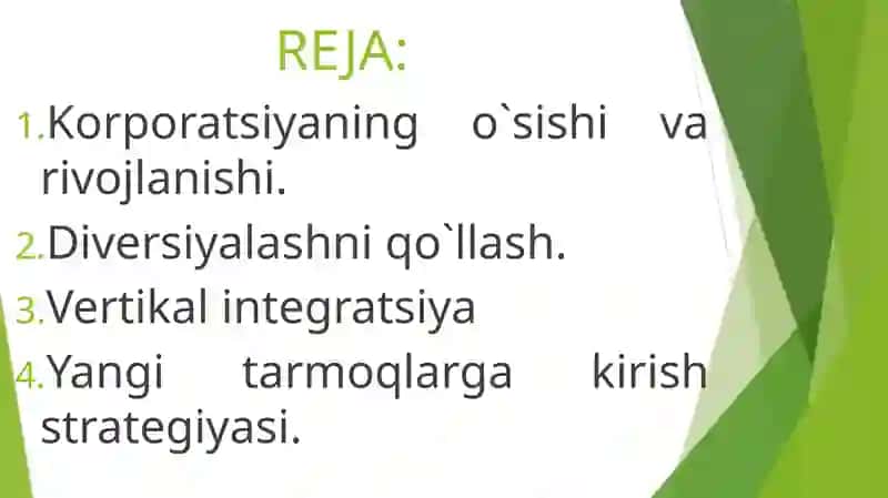 DIVERSIFIKATSIYALASHNING KORPORATIV STRATEGIYALARI 2