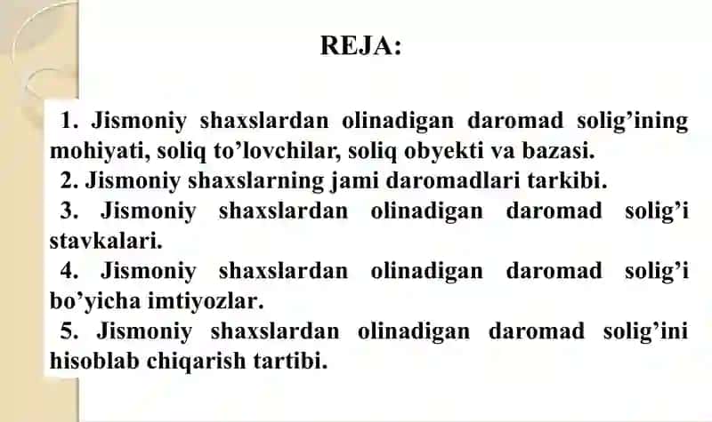 Jismoniy Shaxslardan Olinadigan Daromad Solig’i 2