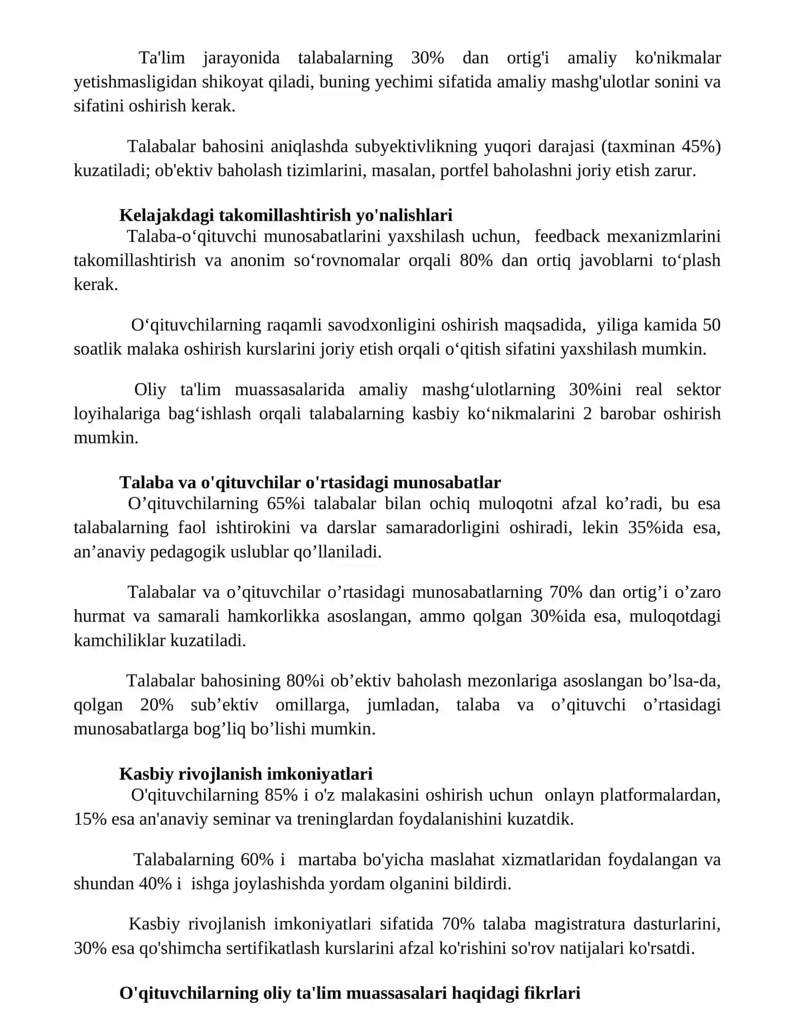 Oliy ta'lim muassasalari talaba va o'qituvchilarning fikri bilan baholanadi 2