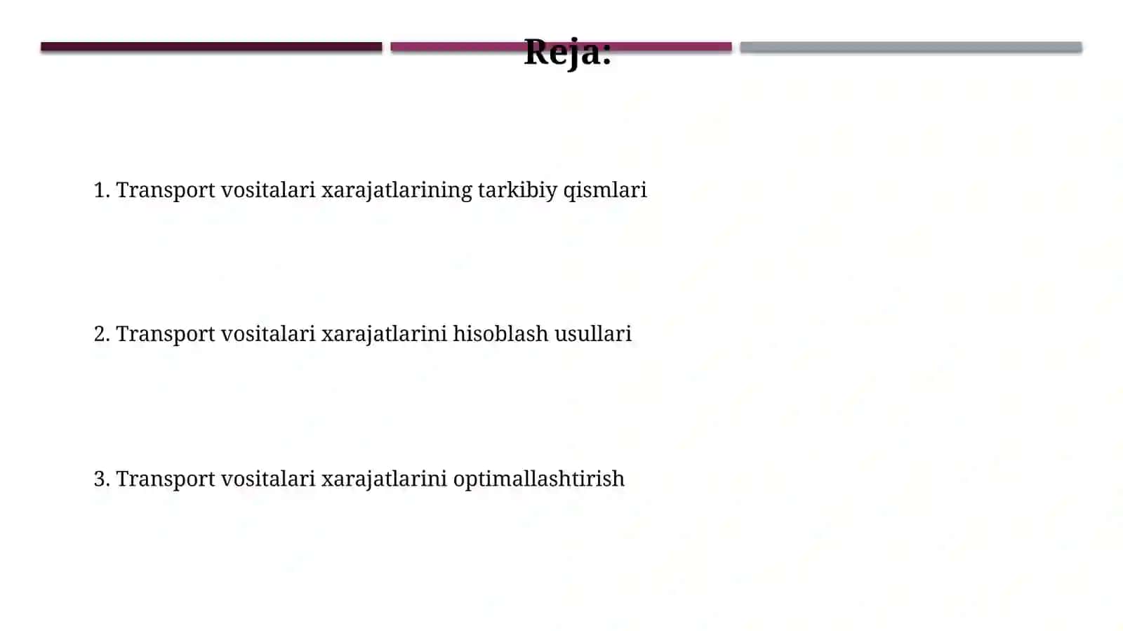 Transport vositalarining tannarx tushunchalari va asosiy tamoyillari 2