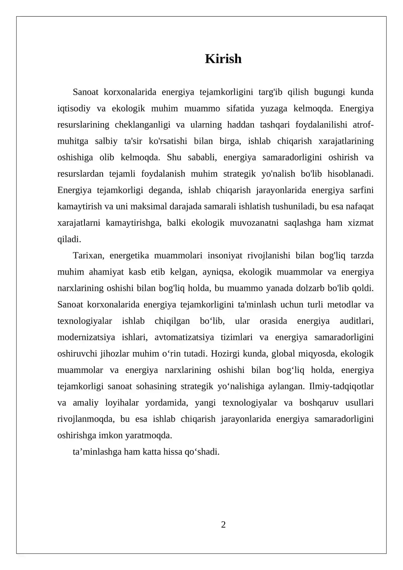 SANOAT KORXONALARIDA ENERGIYA TEJAMKORLIKNI TARG'IBOTI 2