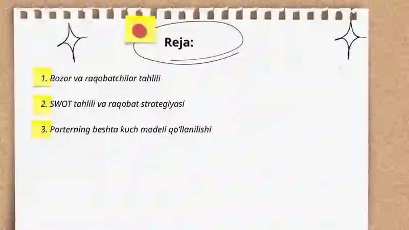 Raqobat strategiyasini ishlab chiqish 2