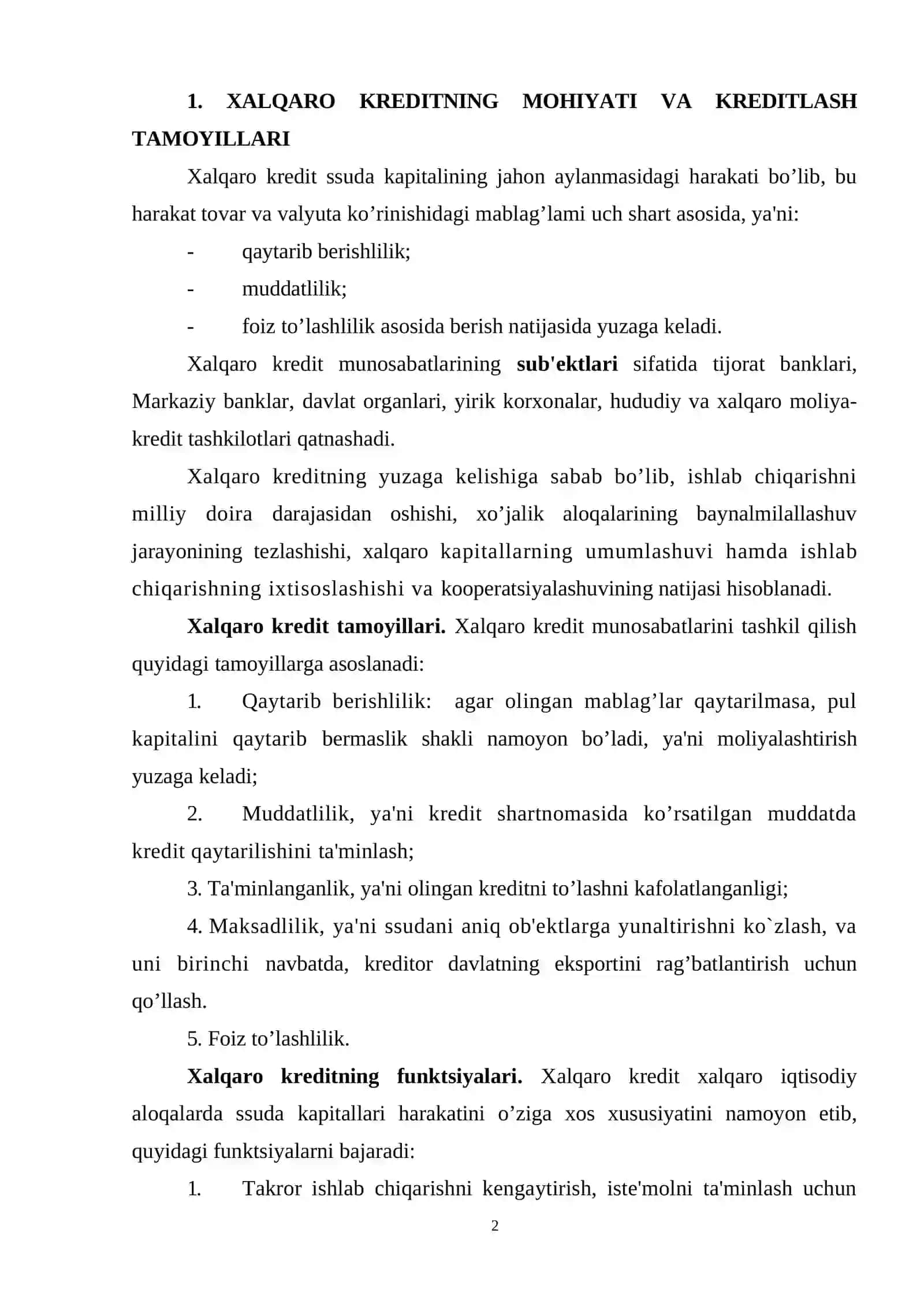 Kreditning iqtisodiyotni rivojlantirishdagi ro'li 2