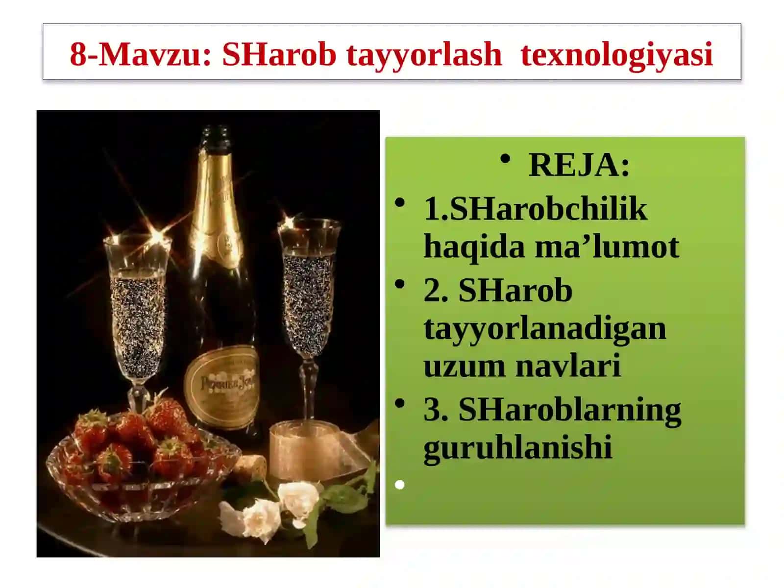SHarob tayyorlash texnologiyasi 2