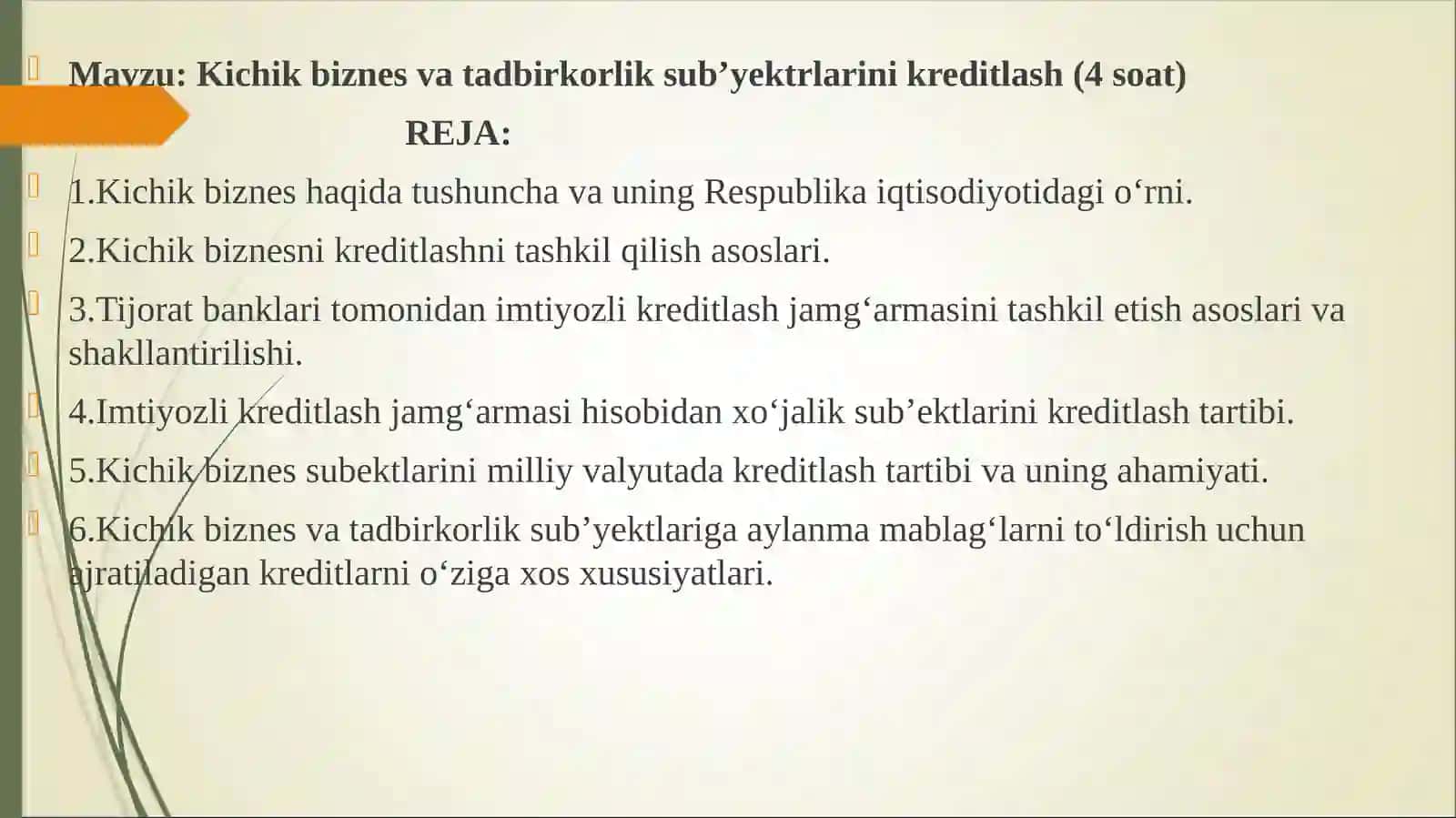 Kichik biznes va tadbirkorlik sub’yektrlarini kreditlash 2