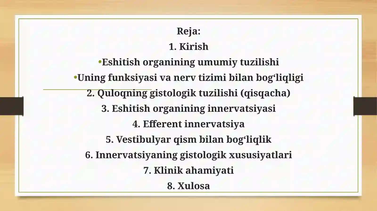 Eshitish organi innervatsiyasining xususiyatlari 2