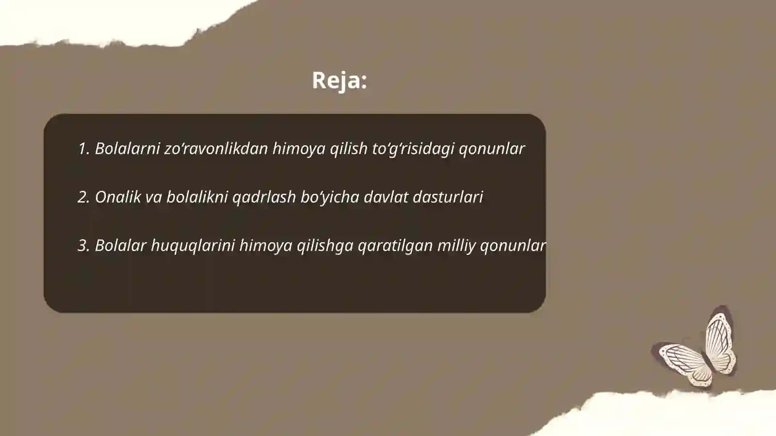 Onalik va bolalikni muhofaza qilishga oid davlat qonunlari va qarorlari 2