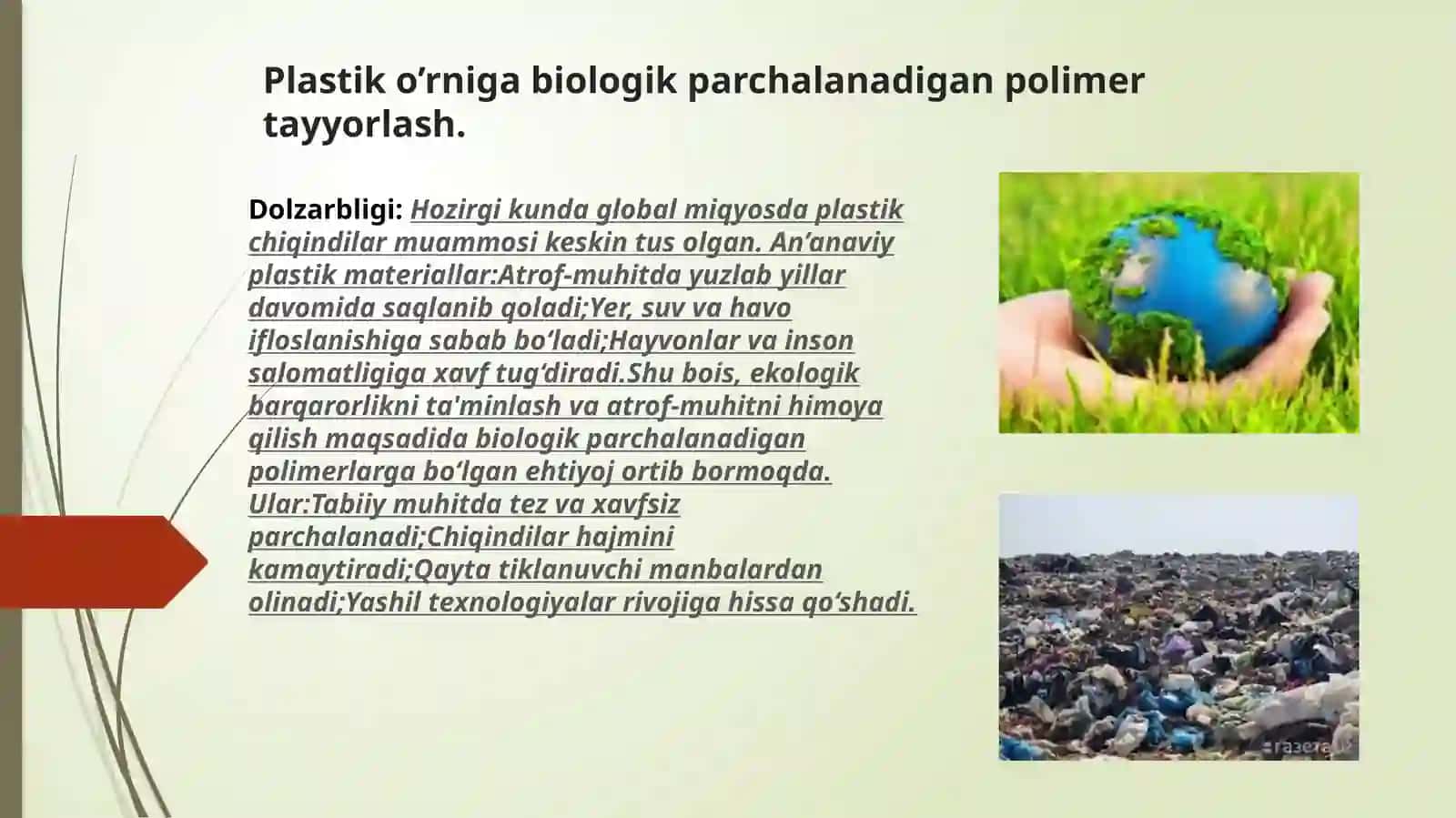 “Eko-innovatsion-2025” loyihasi bo'yicha taqdimoti 2