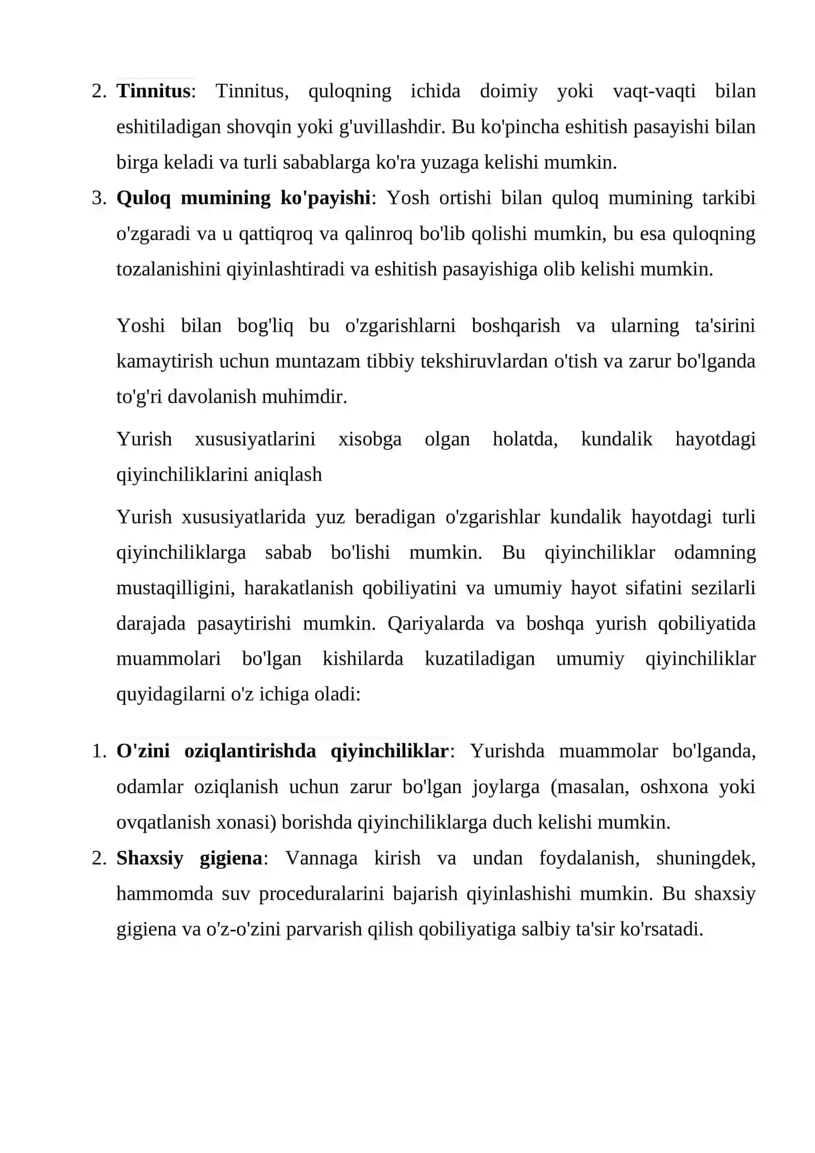 Qariyalarning ko`z quloq azolarida Yoshi bilan bog`liq o`zgarishlarini 2