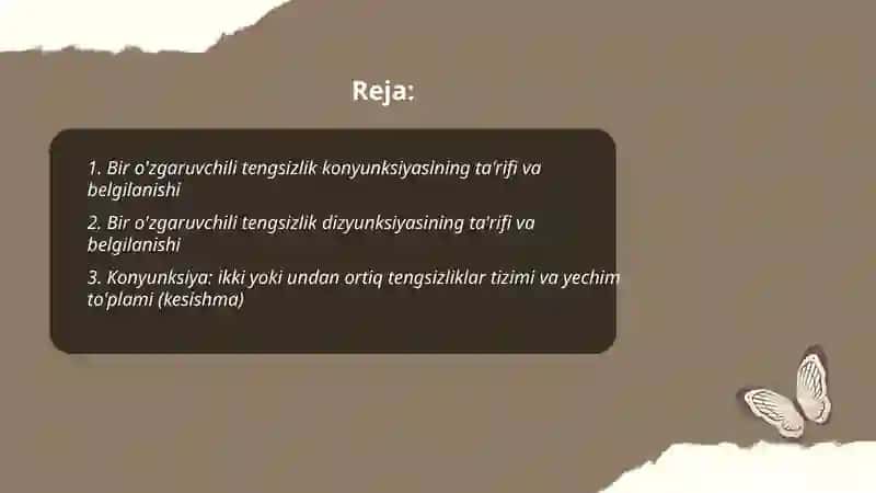 Bir o'zgaruvchili tengsizliklar konyunksiyasi va dizyunksiyasi 2