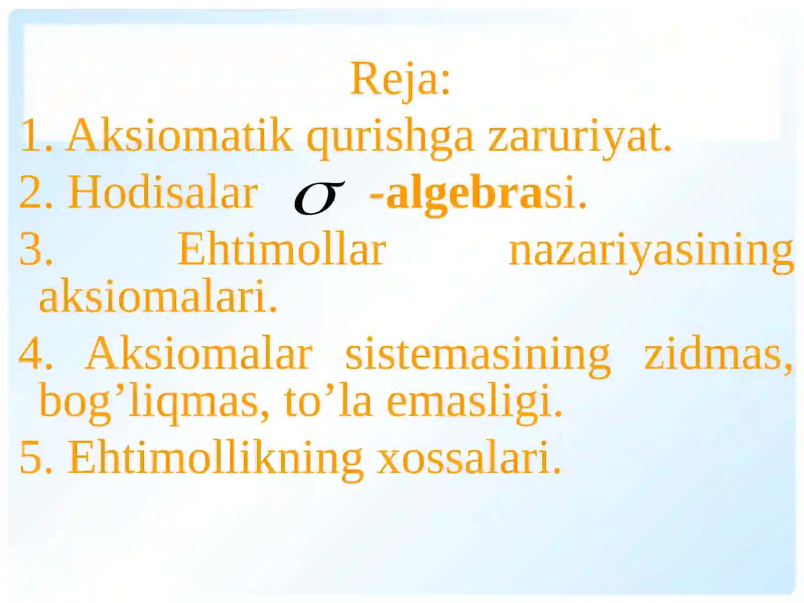 EXTIMOLLAR NAZARIYASINING ASOSIY TUSHUNCHALARI.EMENTLAR XODISALAR FAZOSI 2