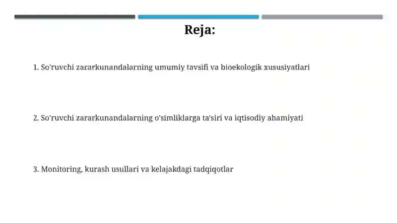 So'ruvchi zararkunandalar va ularning bioekologik xususiyatlarini oʻrganish 2