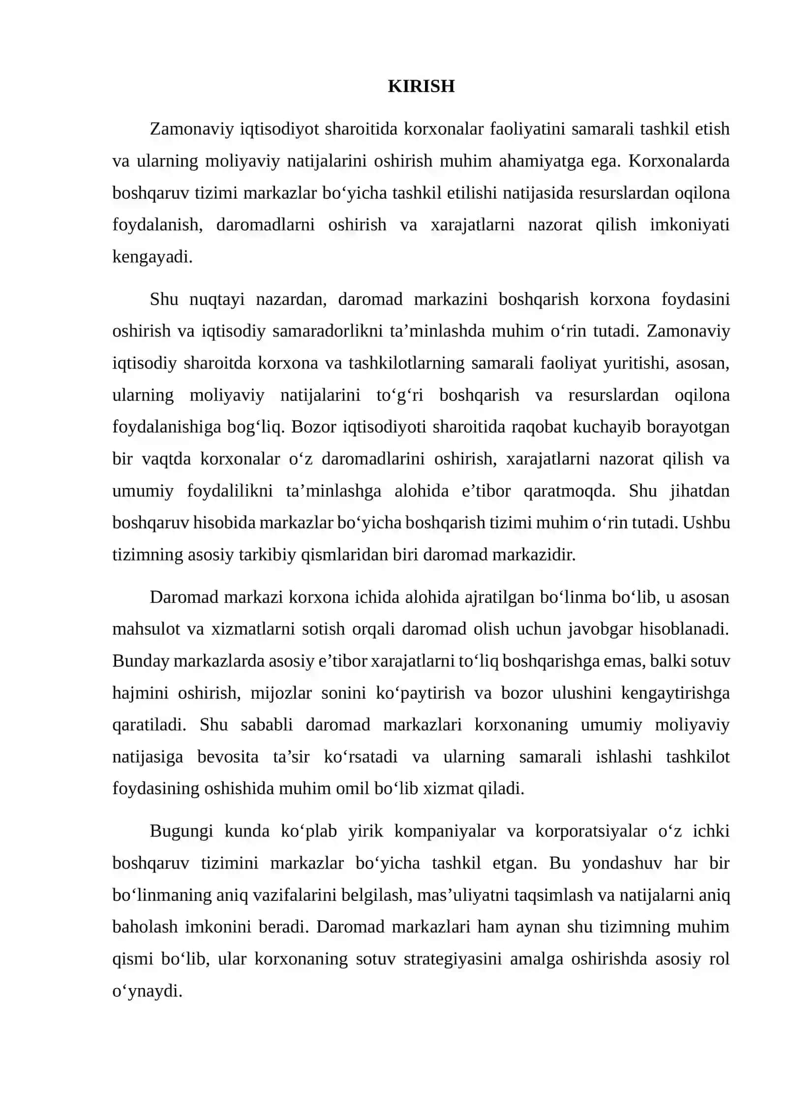 DAROMAD MARKAZINI BOSHQARISH 2