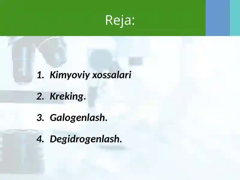 Alkanlarning kimyoviy xossasi 2