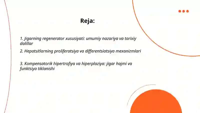 Jigarning regenerator va kompensator xususiyati 2