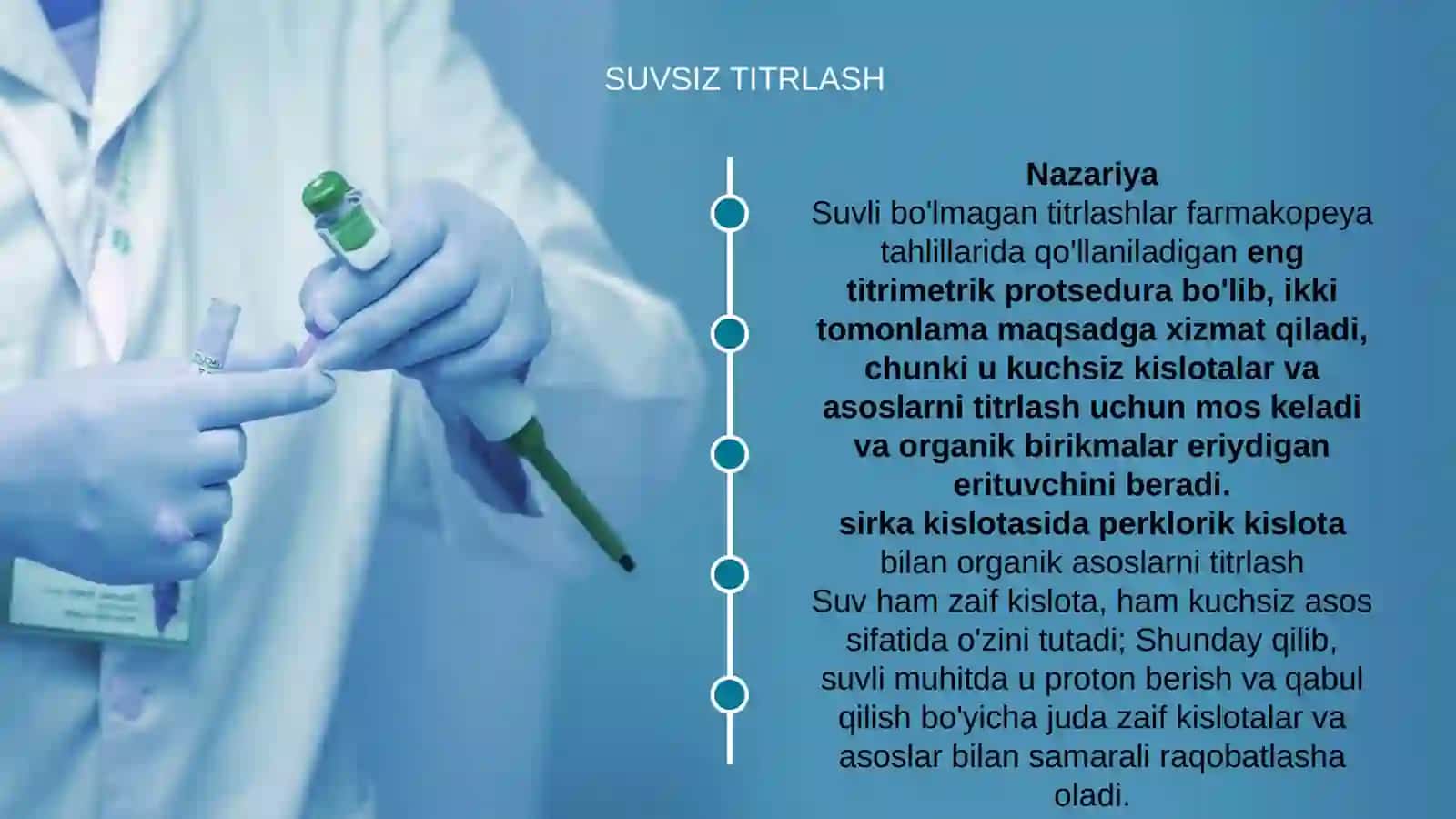 Suvsiz eritmalarda titrlash jarayonlaridan foydalanish 2