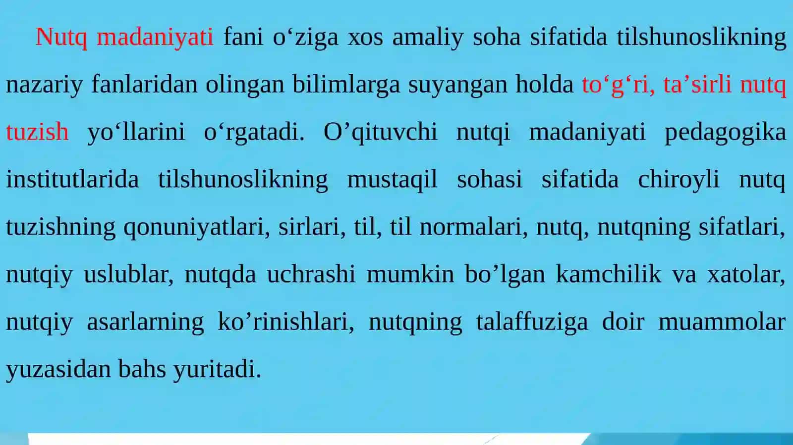 O'qituvchi nutq madaniyati kursining maqsadi va vazifalari 2