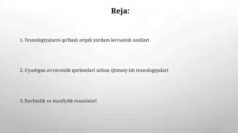 Uyushgan zo'ravonlik qurbonlariga texnologiyalardan foydalanish 2