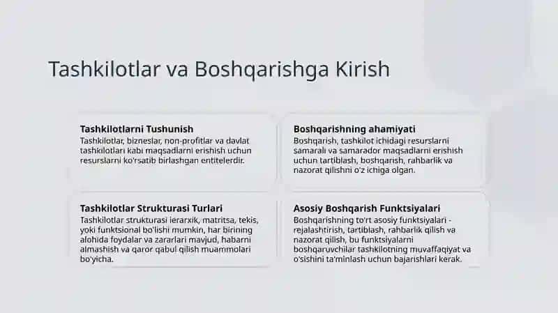 Tashkilotlar va Boshqarish 2