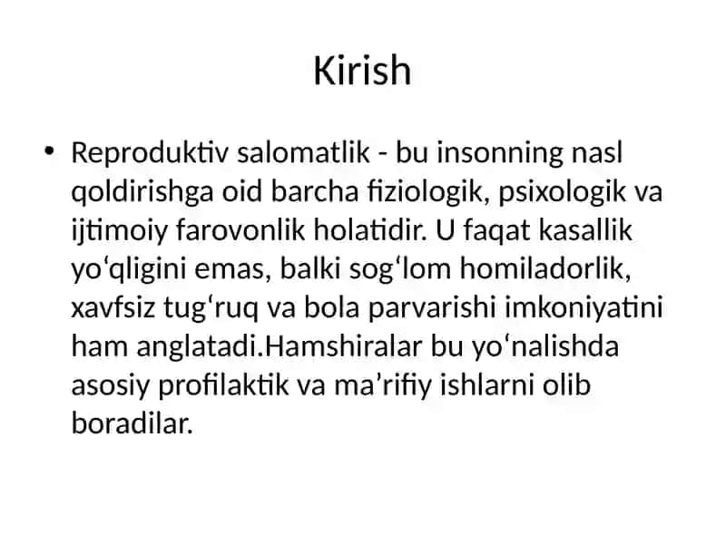 Reproduktiv salomatligini yaxshilashda hamshiralar o‘rni 2