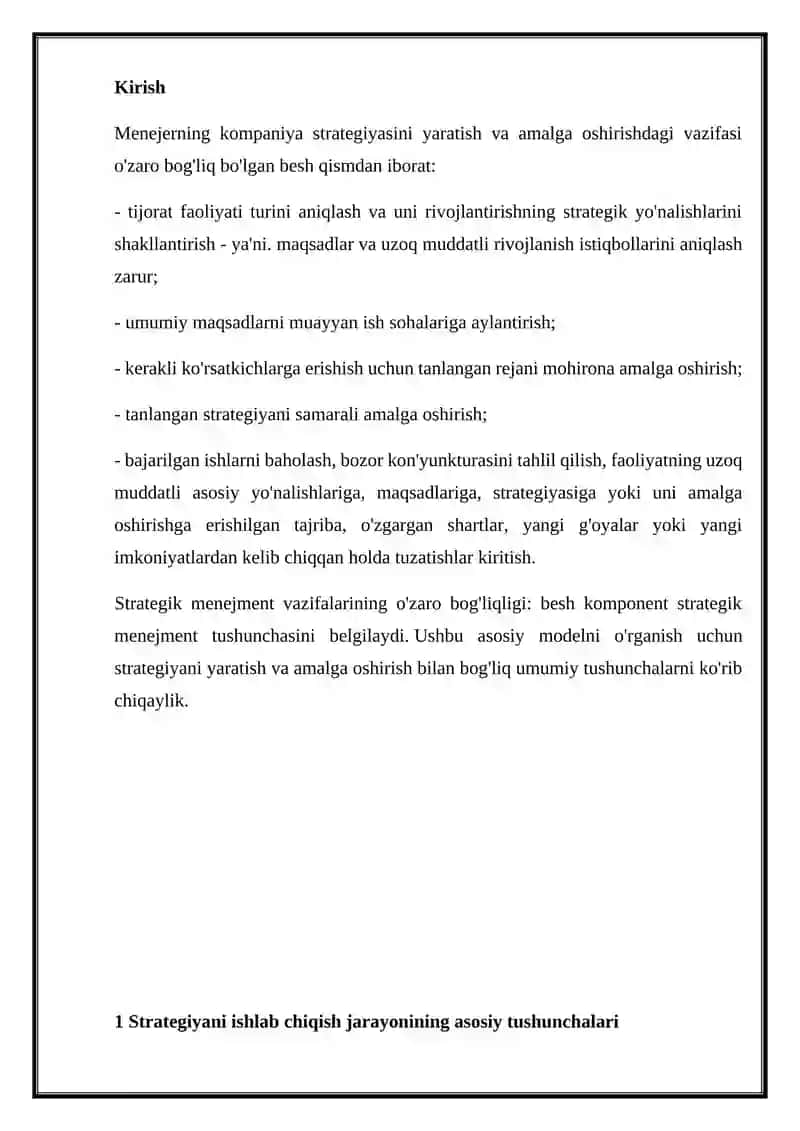 Tashkilot strategiyasi kompaniyani hozir turgan joyi 2