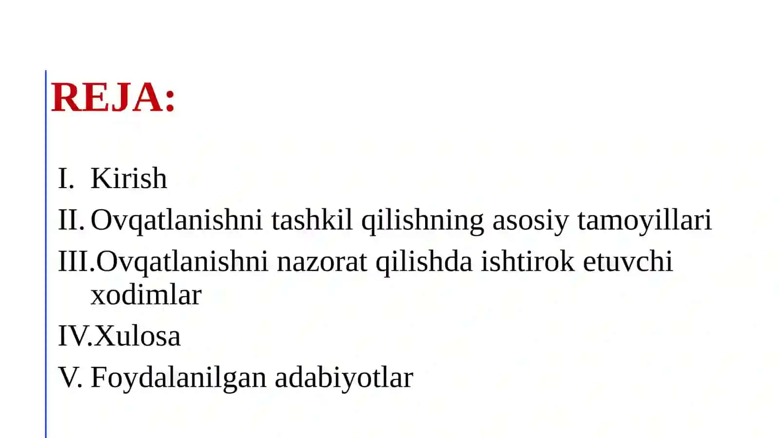 Bemorlarning ovqatlanishini tashkil qilish va sifatini nazorat qilish 2