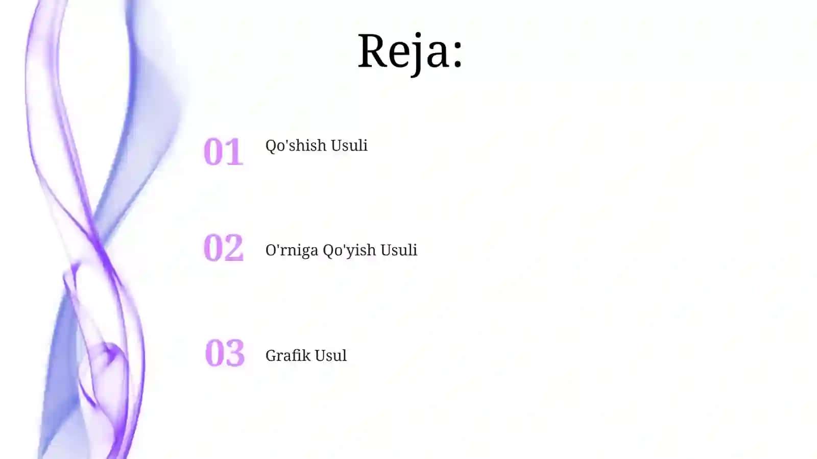 Ikki o'zgaruvchili tenglamalar sistemasini yechishning qo'shish,o'rniga qo'yish, grafik usullari 2