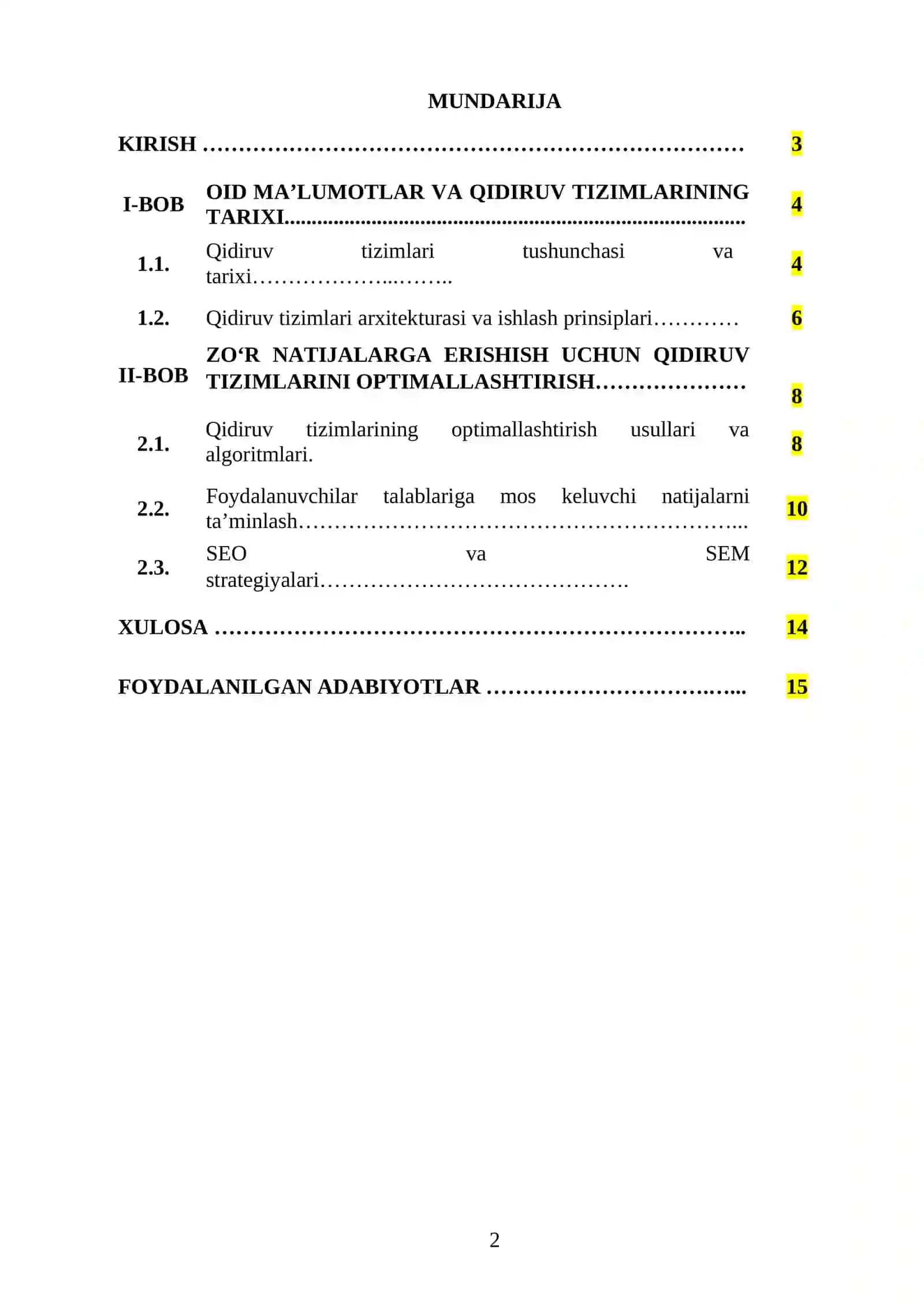 INTERNET TARMOQLARIDA QIDIRUV TIZIMLARI 2